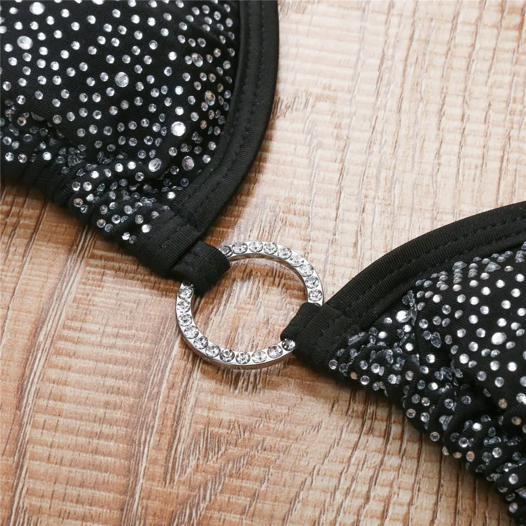 Sexy Bling Rhinestone Mini Bikini Female Swimsuit Women Swimwear Two-Pieces Bikini Set Bather Bathing Suit Swim Lady V2064