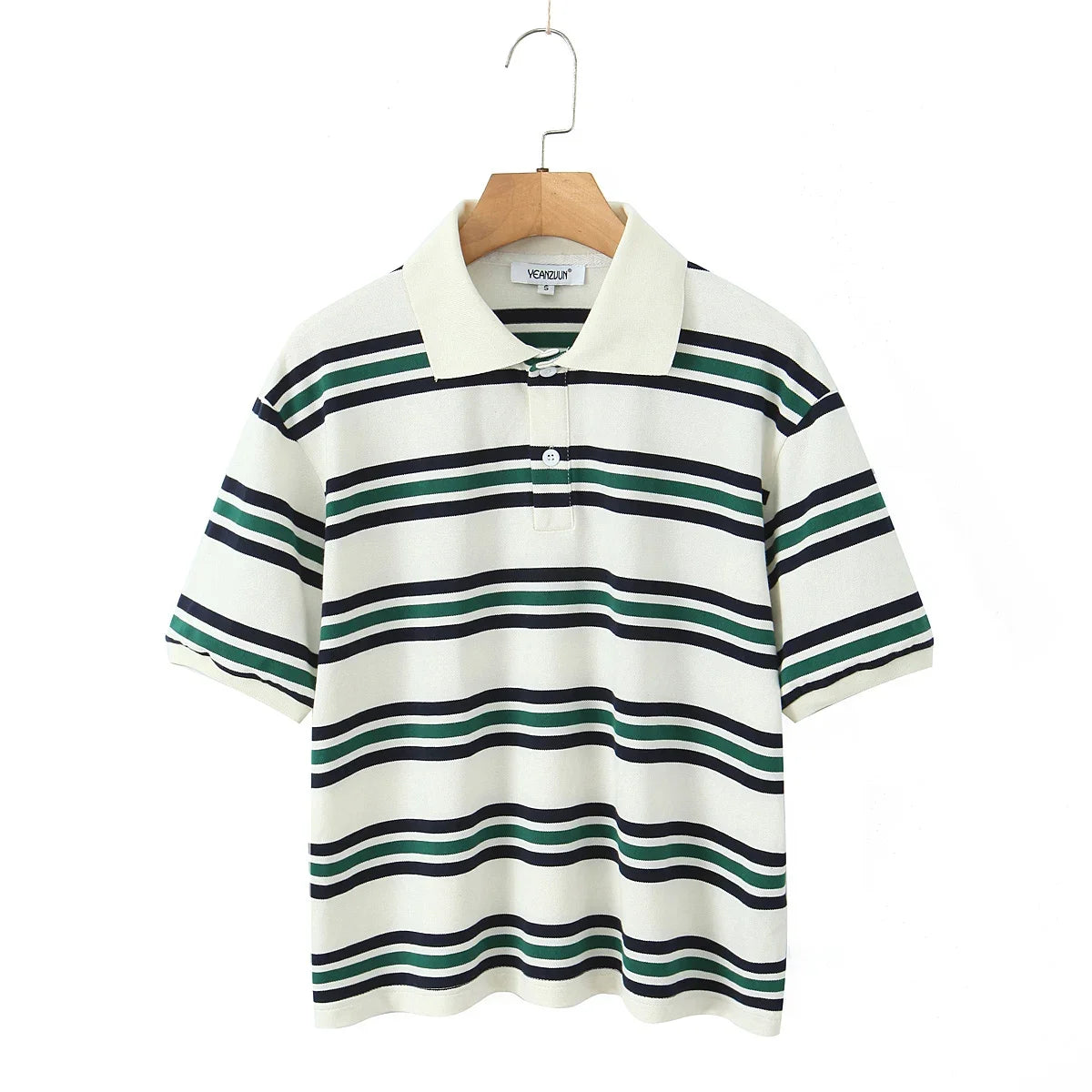 Foridol Burgundy Striped Casual Women T-shirt Summer Loose Polo Shirts Buttons New Female Tops Blouse White Tops Spring Shirt