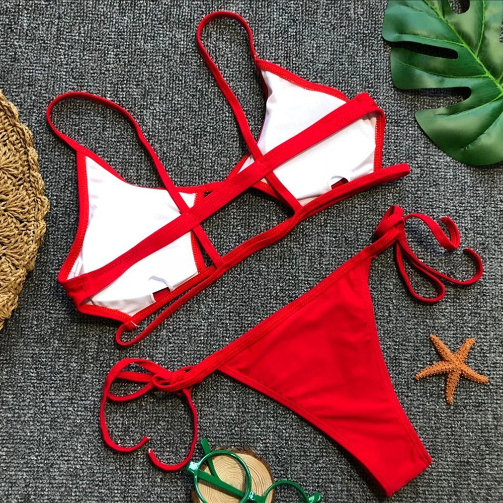 Hollow Out Mini Micro Thong Bikini Women Swimwear Female Swimsuit Two-pieces Bikini Set Brazilian Bather Bathing Suit Swim Lady