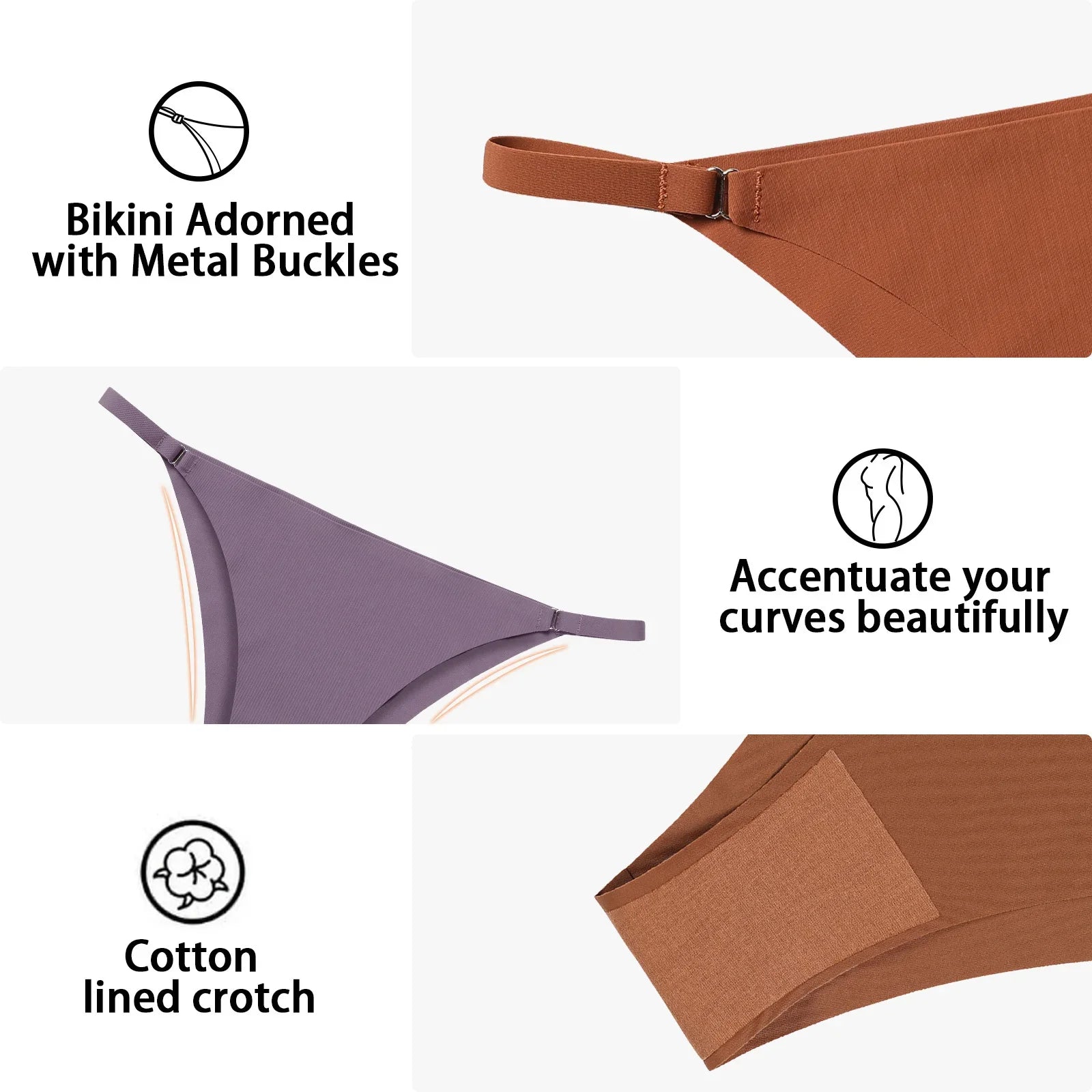 6 Pcs Women's Hot Sexy Low Waist Thong Underwear - 4 Seasons Daily/Leisure/Commuting Wear, Elegant Solid Color, Simple Design