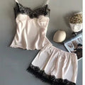 Two PCS New Summer Women's V-Neck Sexy Lace Pajama Set Women's Sexy Lace Suspender Top and Shorts Casual Home Pajamas
