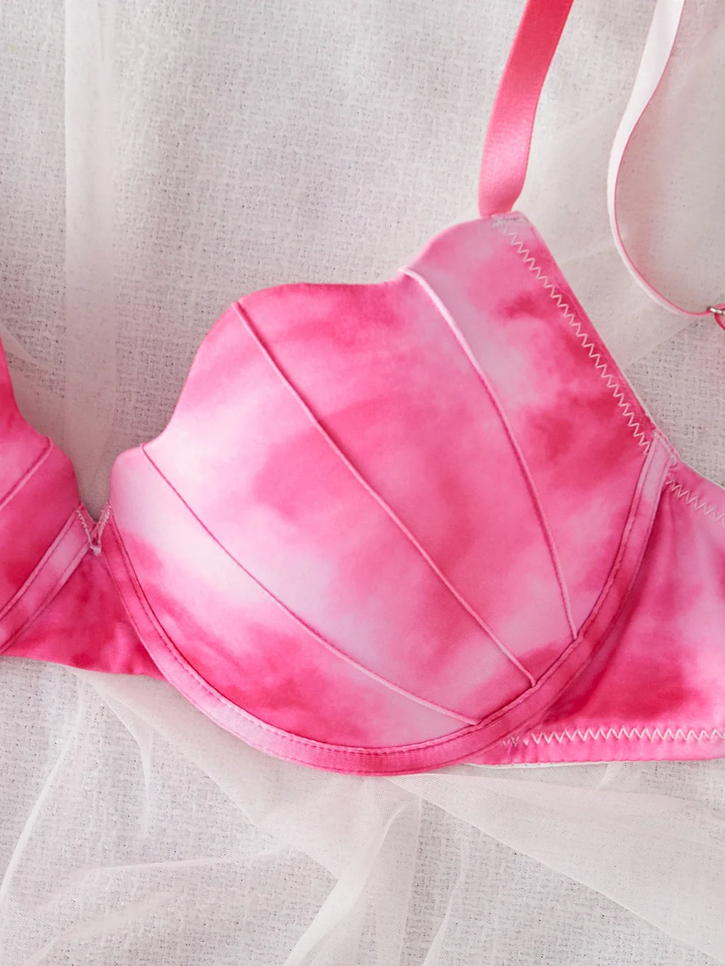 Summer Beach Bikini Colorful Ombre Shell Cup for Women's bra Sexy Push-Up Comfort Underwire Bra Women's Beach Vacation lingerie