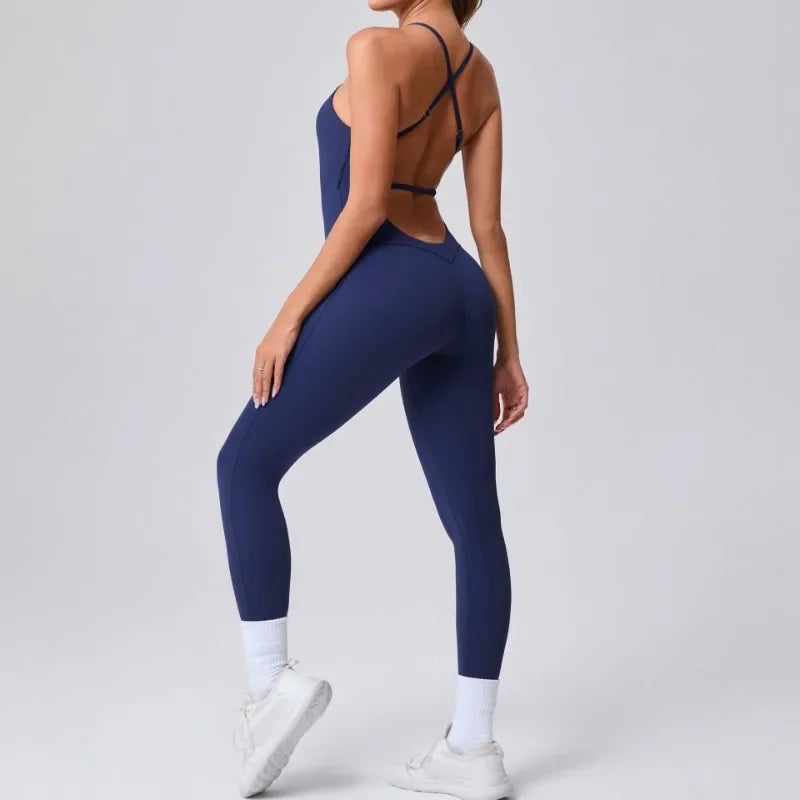 Women's Yoga Jumpsuits Sports Fitness Hip-lifting Cross Beauty Back Adjustable Straps One-piece Training Workout Gym Bodysuits