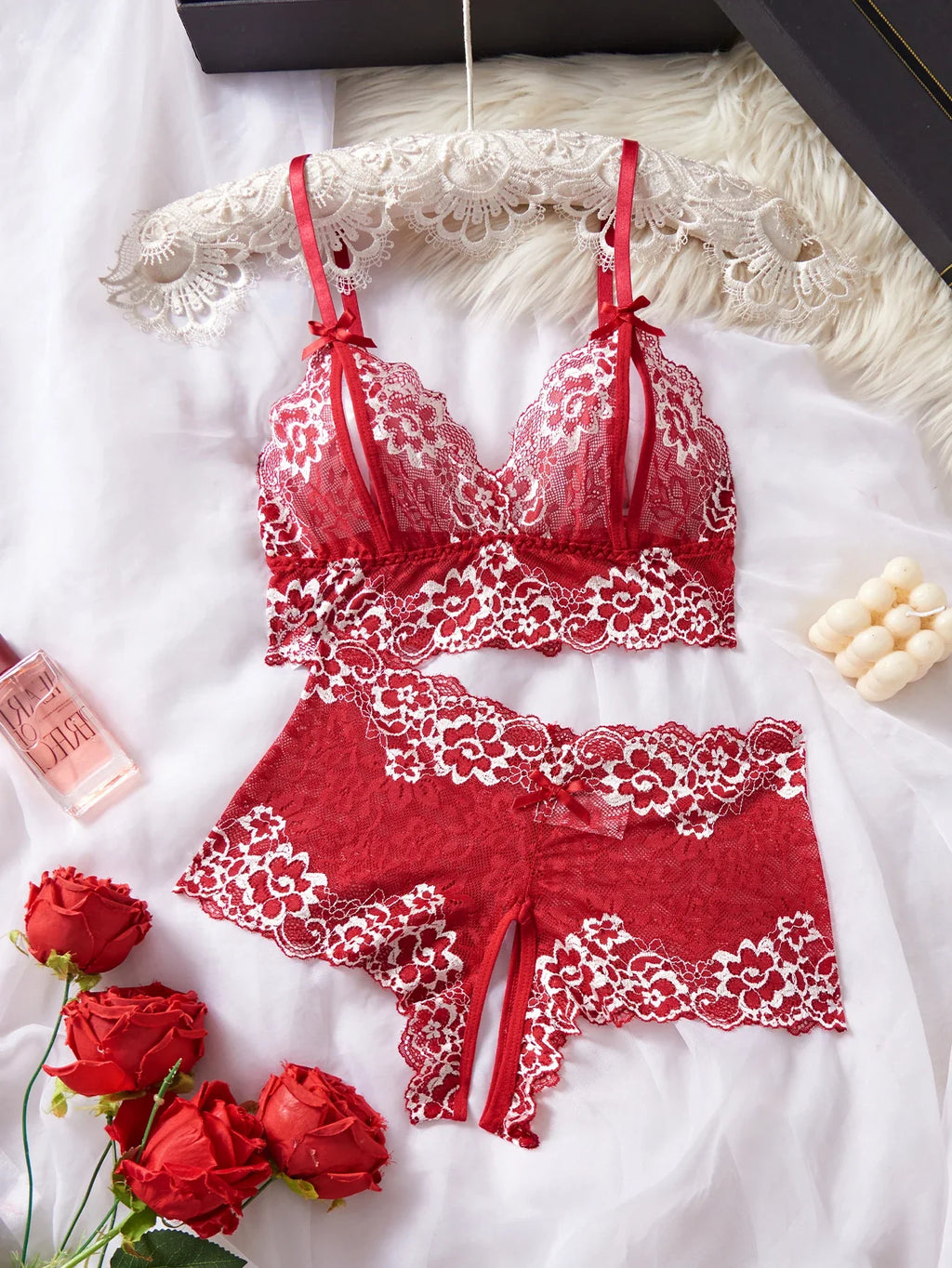 Lace Contrast Color Lingerie Bra And Panties Sets Underwear Set Women Suits