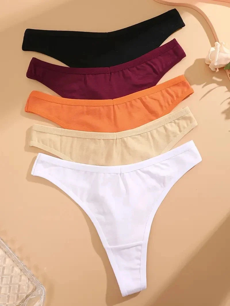 5Pcs Women Cotton Thongs Female Sexy Bikini Panties G-String Underwear Thongs Striped Panties Female Underwear T-Back Intimat