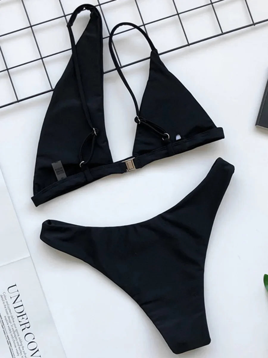 2026 Asymmetric One Shoulder Bikini Women Swimsuit Female Swimwear Two Pieces Bikini Set Hollow Out Bathing Suit Swim Beachwear