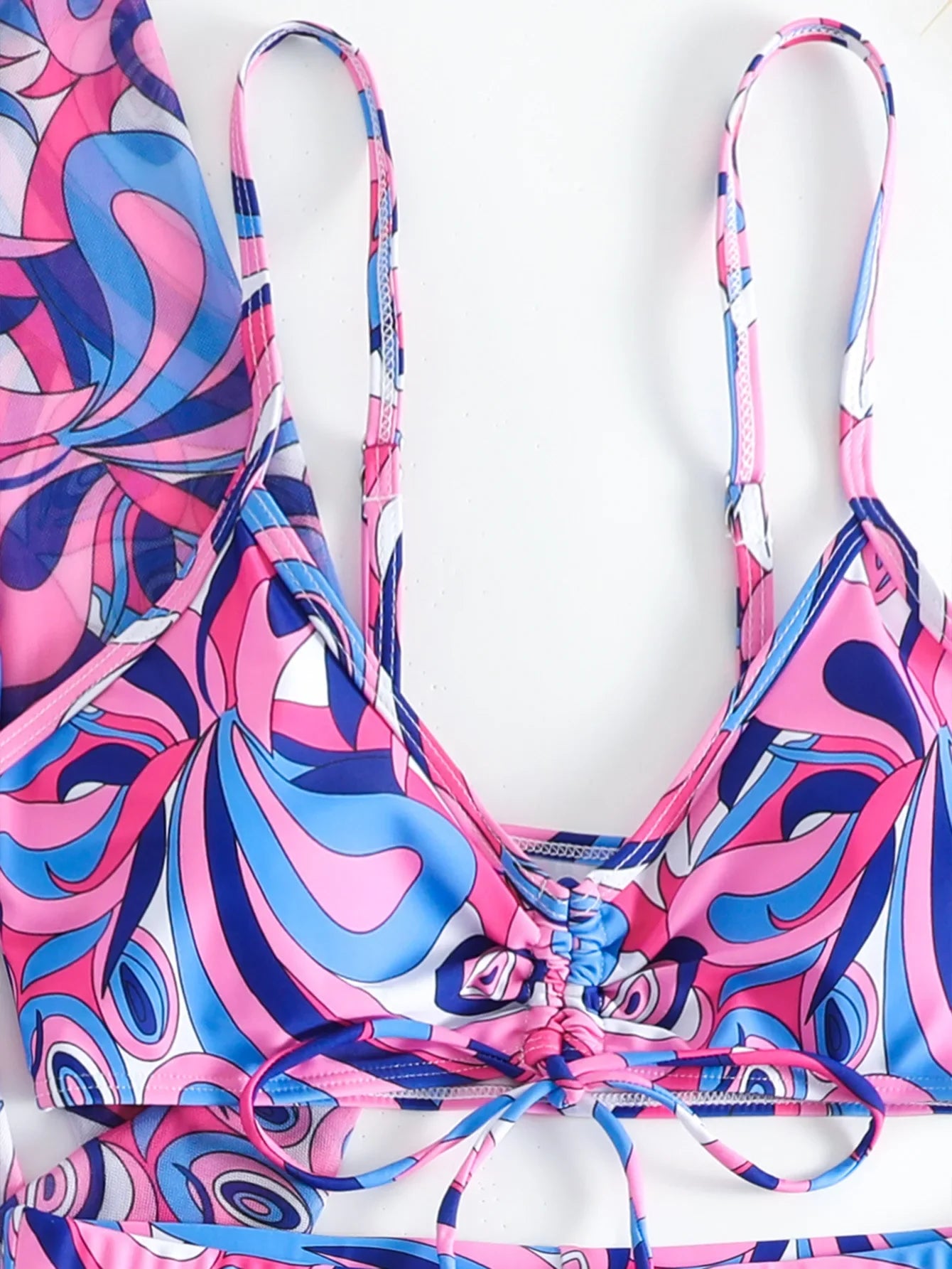 New Sexy 3 Pieces Suit for Women Neck Hanging Bikini Set+Cover-up Swimwear Sunproof Tankini High Waist Shorts Swimsuit Beachwear