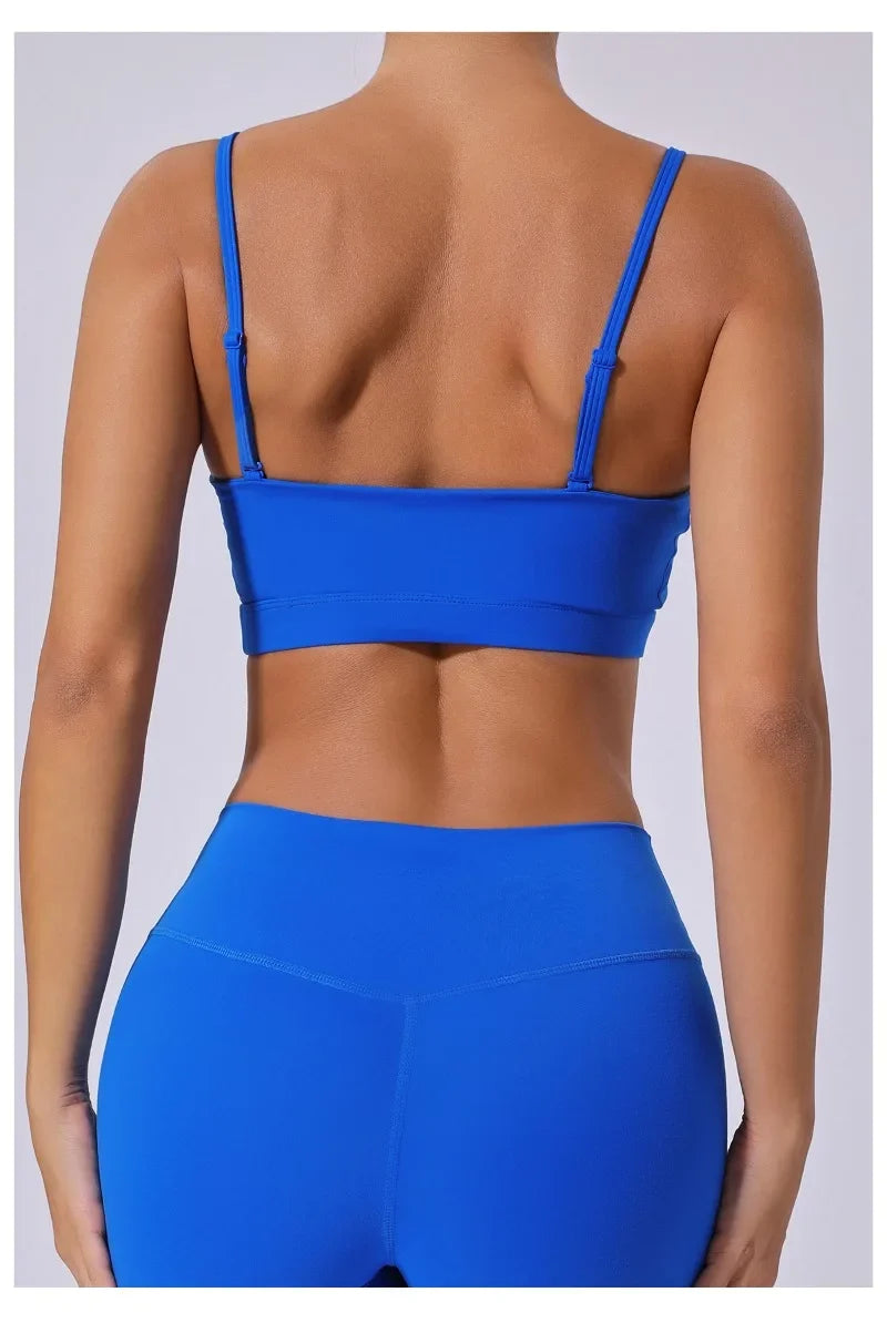 Women Yoga Bra Removable Shoulder Strap Anti-Slip Bra Wrap Chest Dual-Use Sports Yoga Wear Outside Running Fitness Top