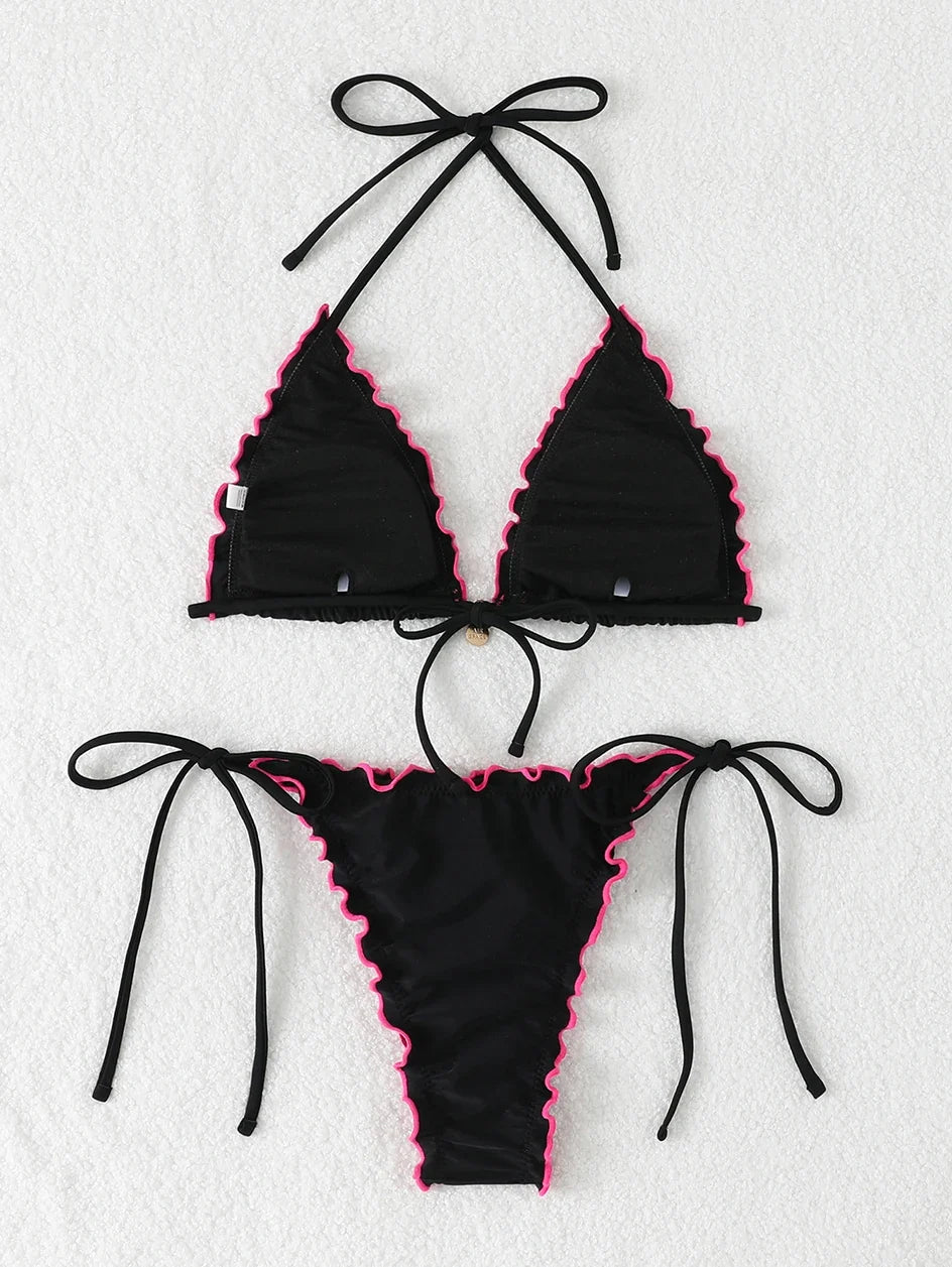 Sexy Triangle Micro Bikini 2026 Women Swimsuit Two-pieces Swimwear for Female Beach Wear Lace Up Bikinis Sets Thong Bathing Suit