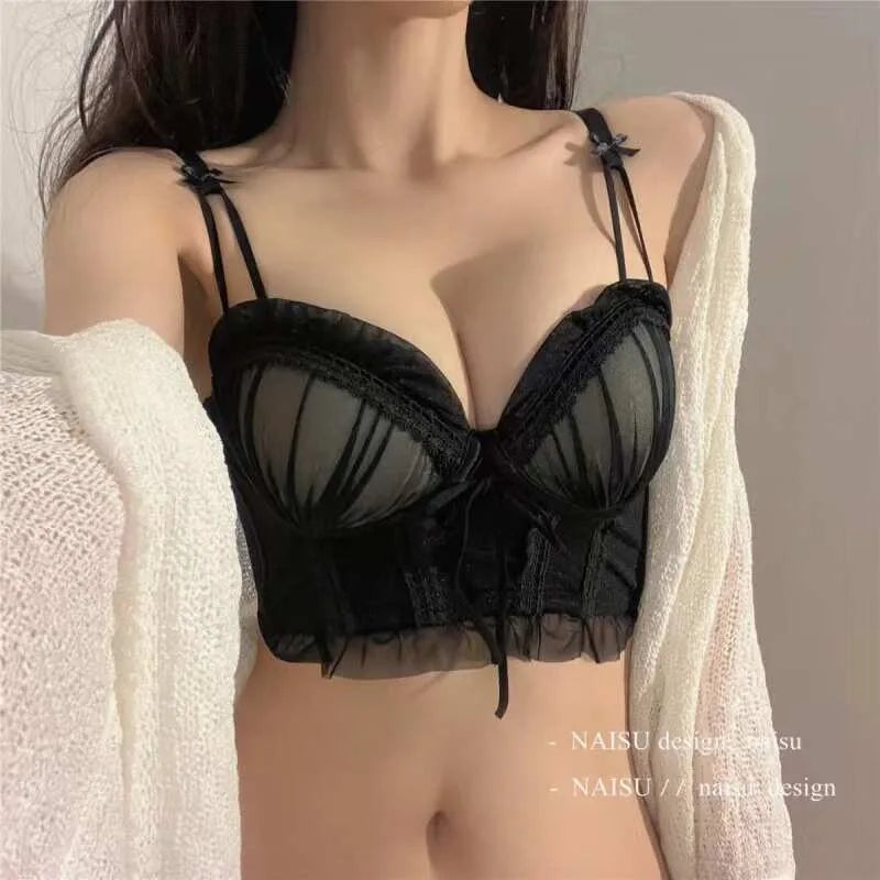 MOYISU Seasons Japanese Lace Bralette Sexy Tushy Panty Comfort Wirefree Minimizer Push Up Bra Set for Small Large Boobs Anti Sag