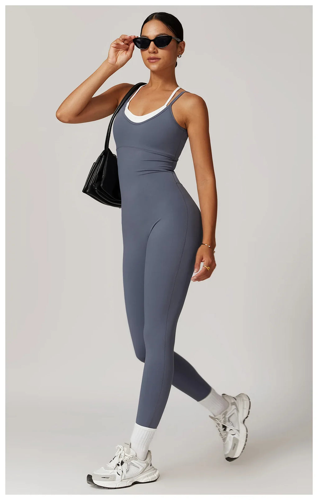 Yoga Jumpsuit Fake two color contrast halter sport jumps Women Push Up Gym Fitness Overalls Sport Outfit Sportswear Clothes 8843
