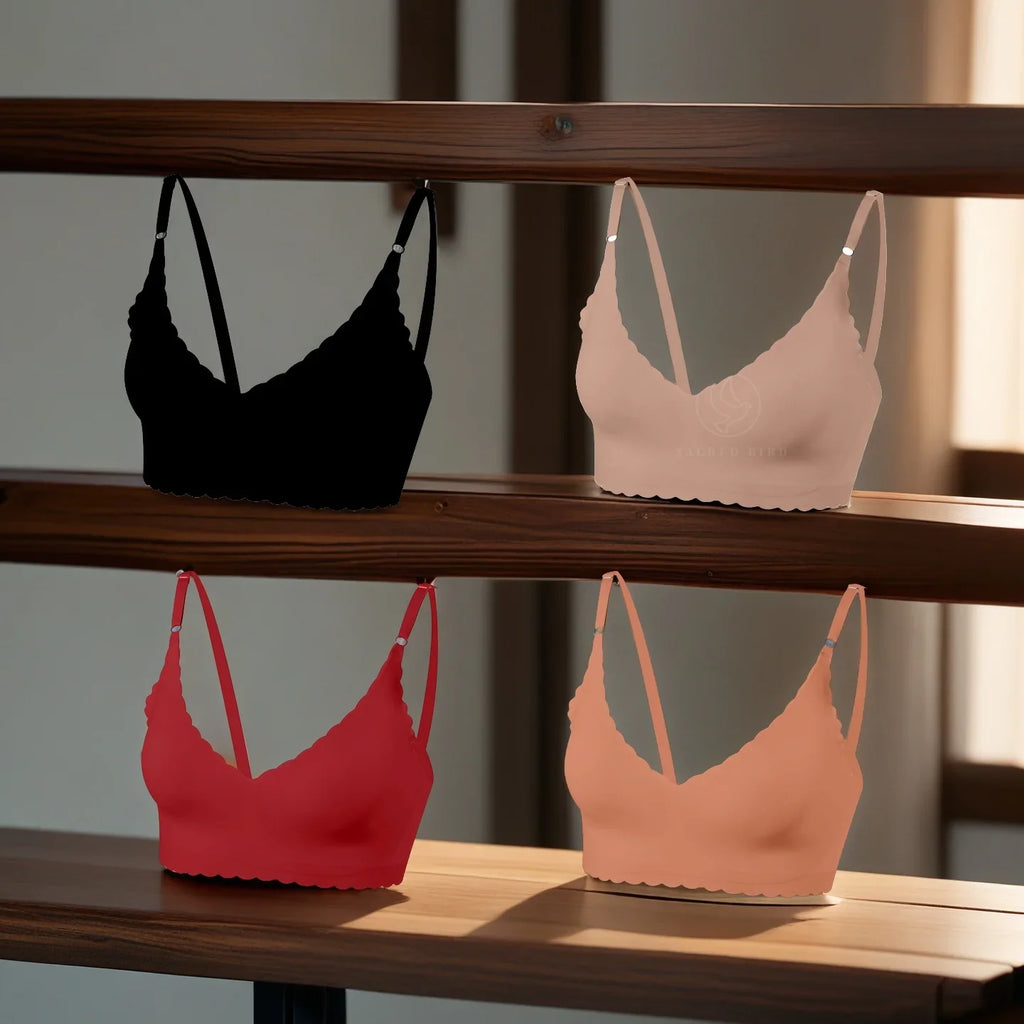 4pcs Women's Sexy Backless Push-Up Bra, U-Shape, Adjustable Straps, Seamless Nylon Underwear, High Support, Hand Wash