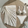 With Sarong Underwired Bikini Female Swimsuit Women Swimwear Three-pieces Bikini set Brazilian Bather Bathing Suit Swim V7936