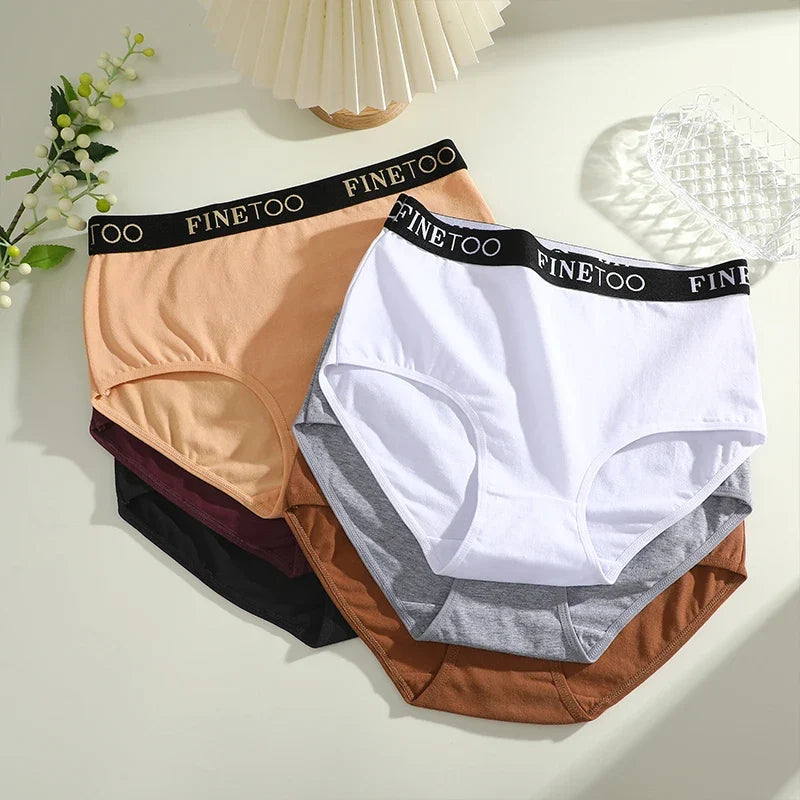 Finetoo 3Pcs/Set Women's Seamless Cotton Briefs Women Plus SizePanties Breathable Underwear Female Low Waist Soft Lingerie S-XXL