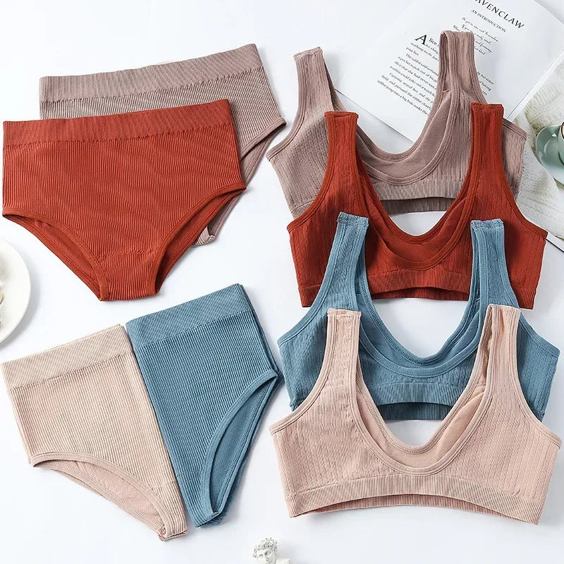 Sexy Lingerie Set Underwear Women Seamless Push Up Sports Bra High Waist Panties Solid Bras Brief Sets Sujetadores Soutien Gorge