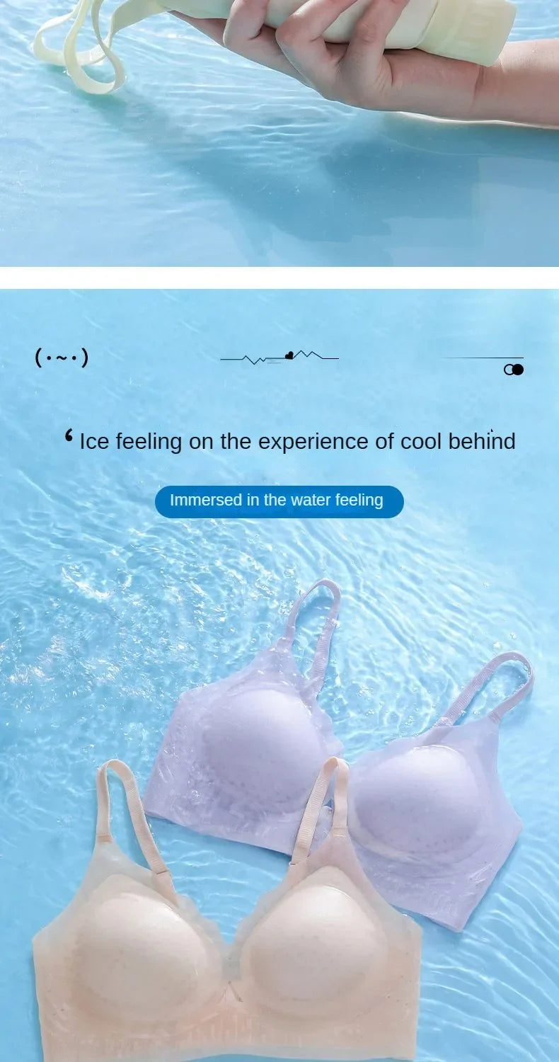Ultra-thin Ice Silk Seamless Underwear Women's Small Breast Gathering Wireless Breast-Reducing Cooling Beautiful Back Bra