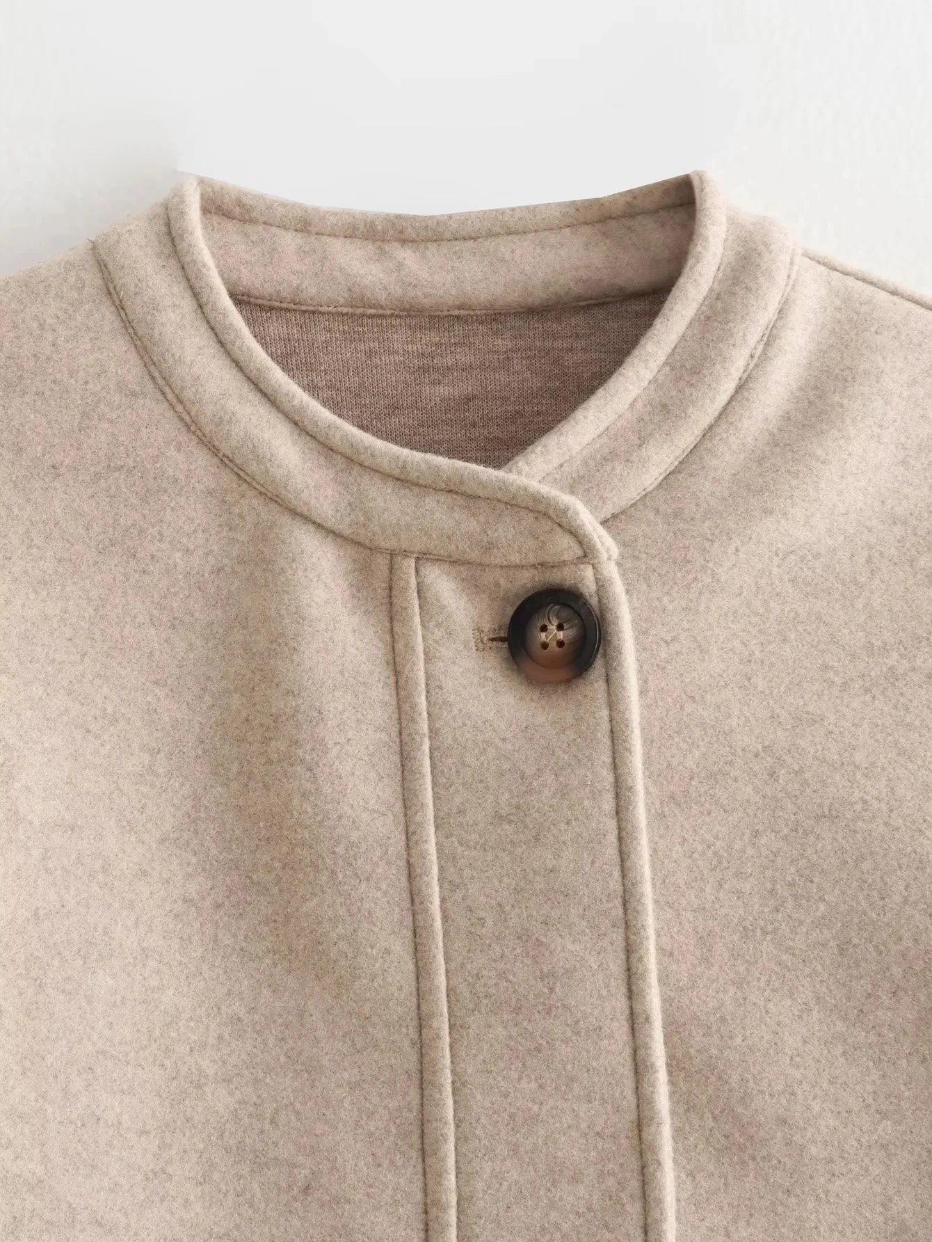 Foridol O Neck Single Breasted Apricot Women Winter Autumn New Coat Office Lady Short Thick Jacket Vintage Outerwear Loose