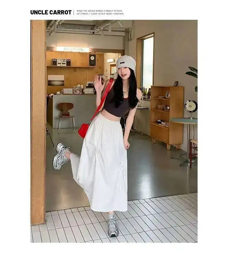 Versatile Knot Spring Summer F Skirt Ele Design Elastic Waist Skirt Sweet Aosphere Skirts For Ladies Fashion Women Skirts HSSZ