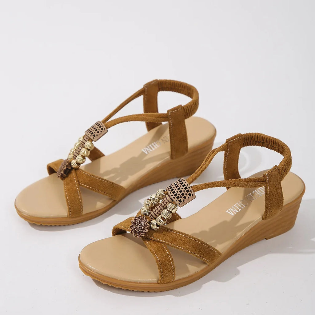 Wedge Sandals for Women Summer Comfortable Non Slip Beach Shoes Woman PU Leather Platform Roman Sandalias Mujer