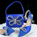 Doershow High Quality African Style Ladies Shoes And Bags Set Latest BLUE Italian Shoes And Bag Set For Party  HGH1-8