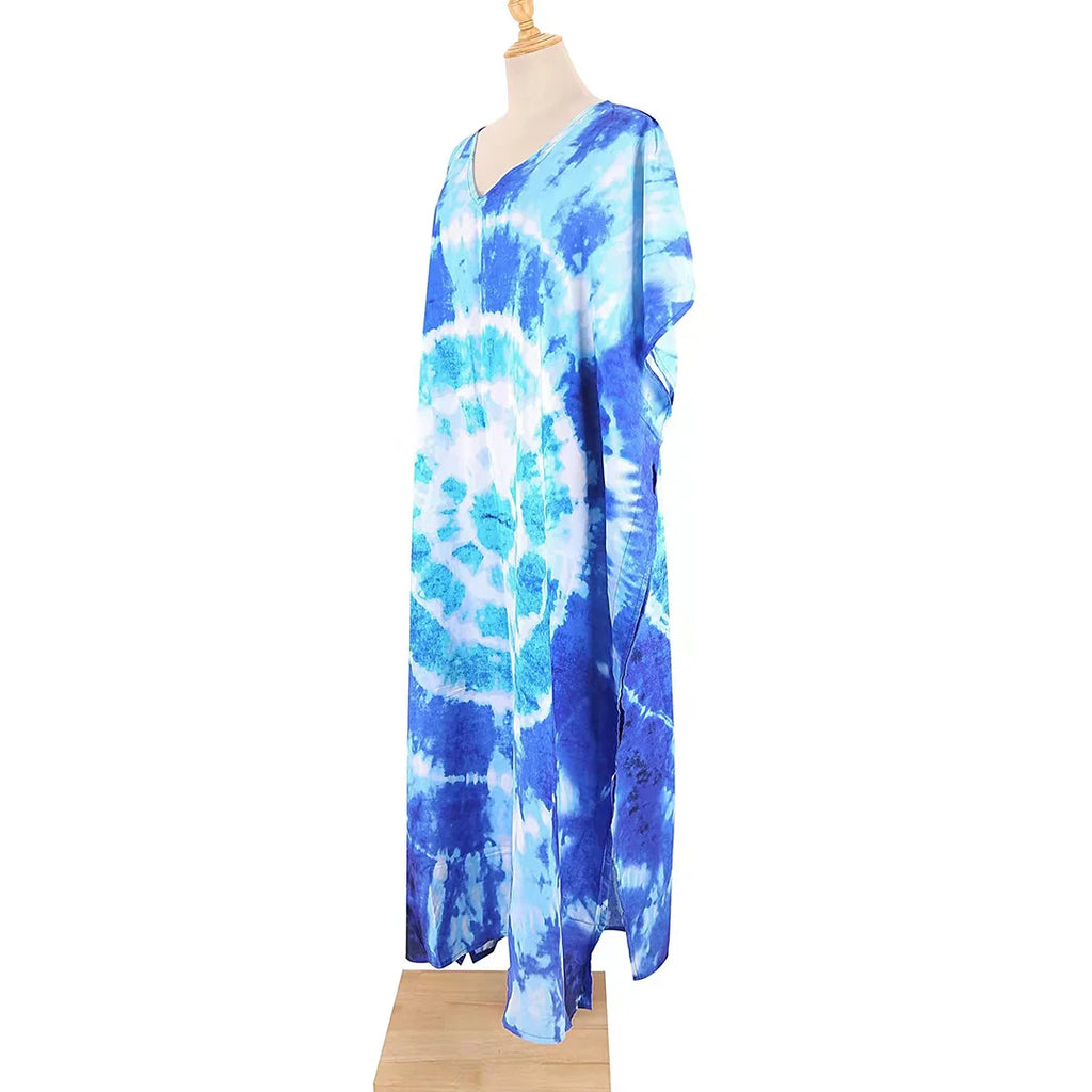 2026 New Colorful Kaftan Tunic Beach Dress Beach Wear Beachwear Beach Cover Up Cover-upsLoose Maxi Dress Female Women V4428