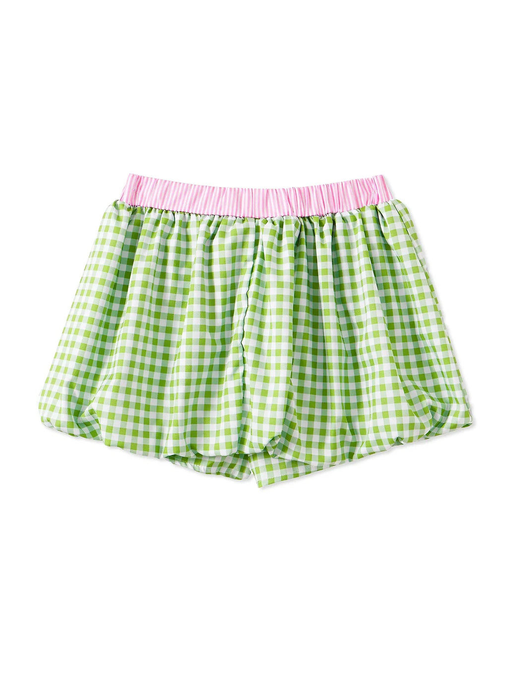 Women's Summer Mini Skirts Elastic Band Bubble Plaid Print Skirt for Daily, Travel, Parties