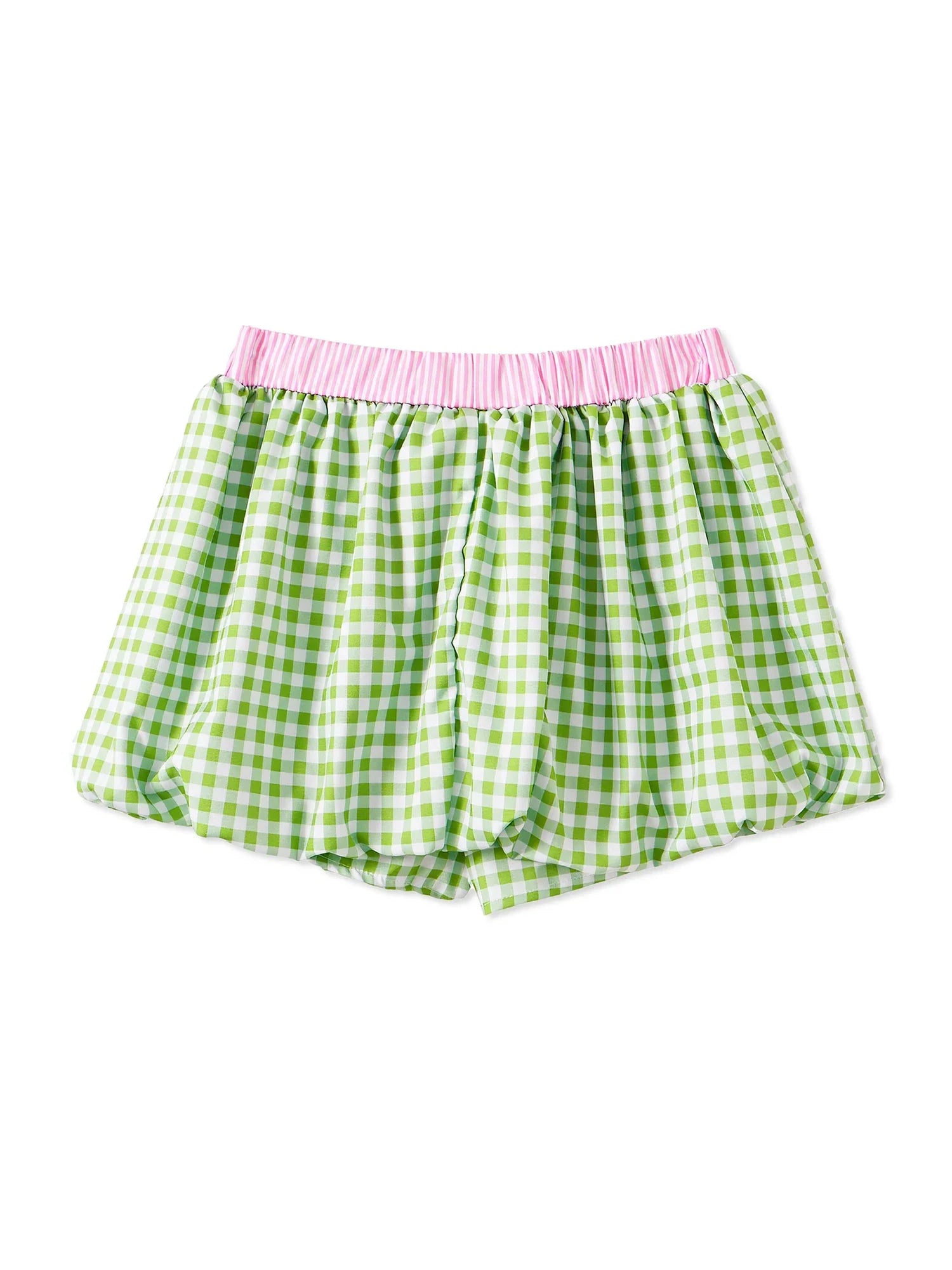 Women's Summer Mini Skirts Elastic Band Bubble Plaid Print Skirt for Daily, Travel, Parties