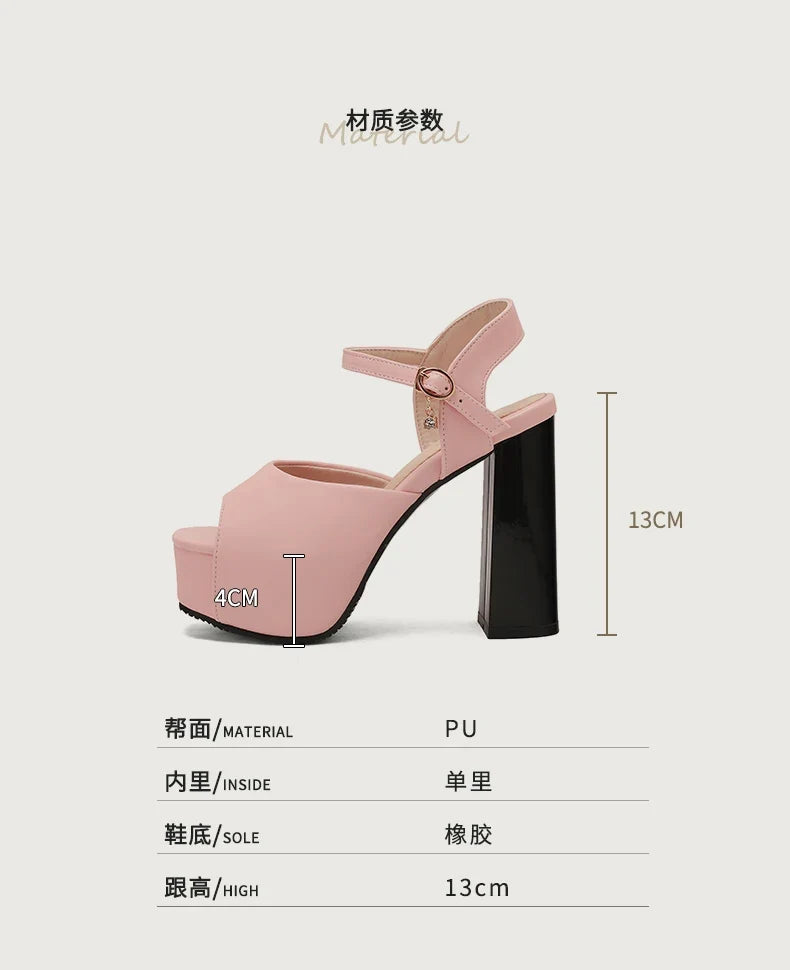 New Women Sandals Summer Shoes Sexy Peep Toe Thick High Heels Platform Black Dress Party Wedding Shoes Woman Pumps