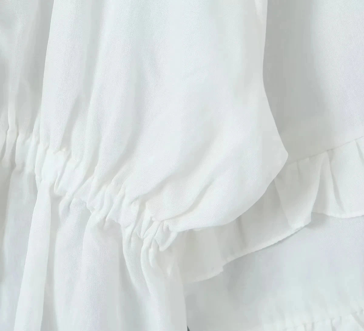Foridol Tie Up Ruffles Lantern Sleeve White Blouse Women Spring Fashion Pelpum Top 2025 Summer O Neck Beach Casual Chic Blusa