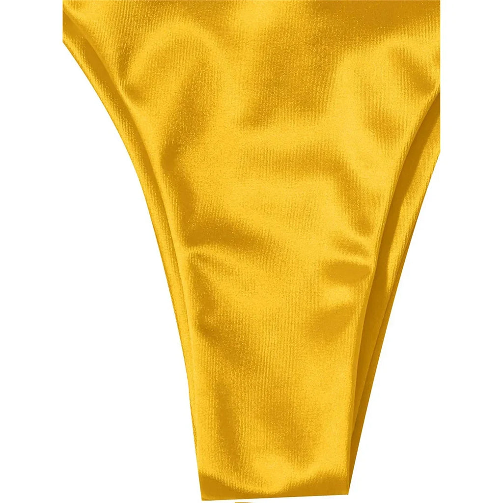 Sexy 13 Colors Halter Satin Brazilian Bikini Women Swimwear Female Swimsuit Two-pieces Bikini set Bather Bathing Suit Swim V4966