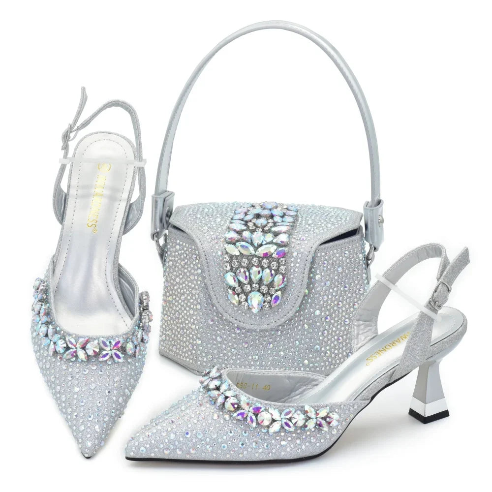 doershow African fashion Italian Shoes And Bag Sets For Evening Party With Stones gold Italian Handbags Match Bags! HF1-1
