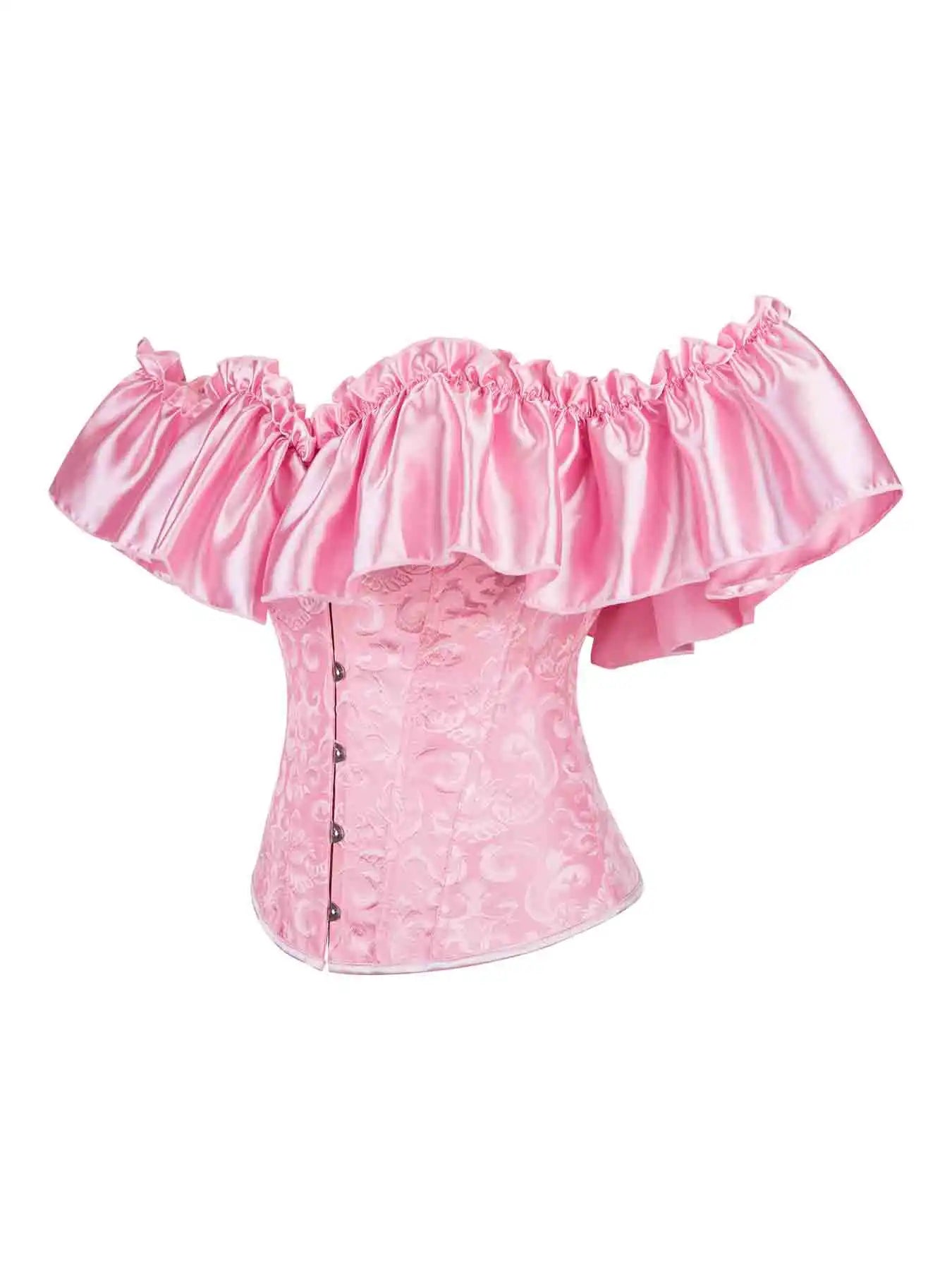 Chest corset with satin ruffled sleeves and waist-tightening palace corset at the back of the shoulder.