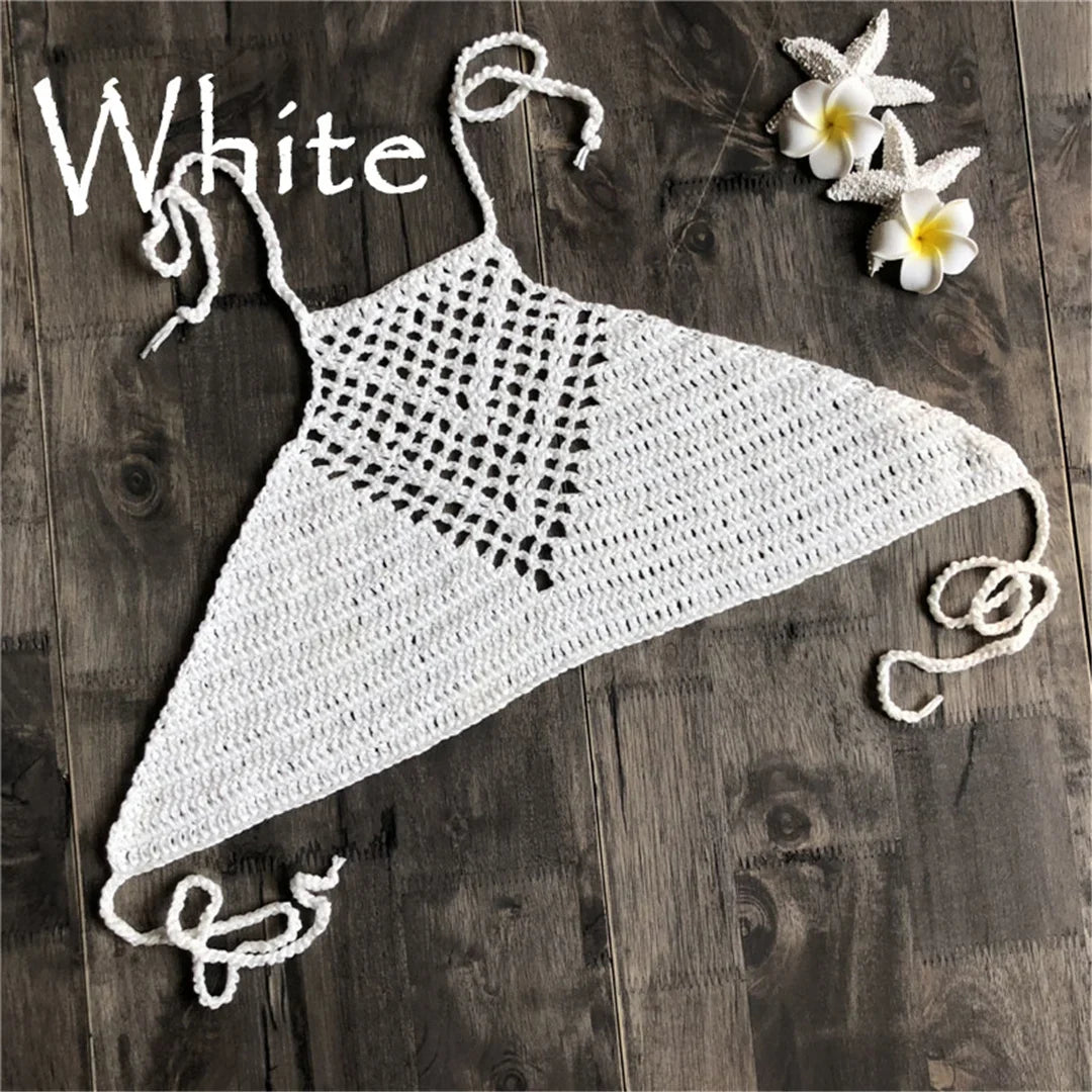 S - XL 9 Colors Crochet Knitted Bikini Top Female Swimsuit Women Swimwear Bather Bathing Suit Swim Hollow Out Beach Top V4194