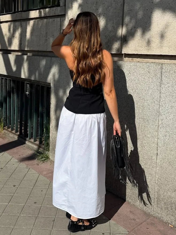 Foridol White Black New in Long Dress Women Summer Off Shoulder Strapless Casual Party Beach Midi Dress 2025 Elegant Sundress