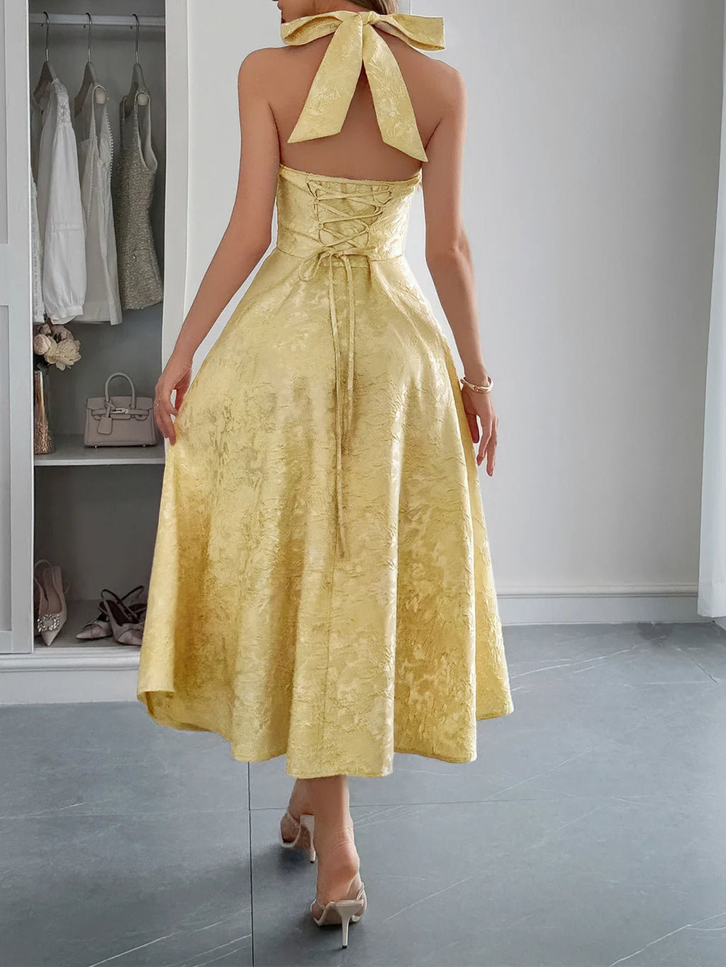 White Jacquard Backless Bow Evening Party Dress Women Robes Backless Elegant Sexy Dress Bodycon Long Summer Dress Vestidos