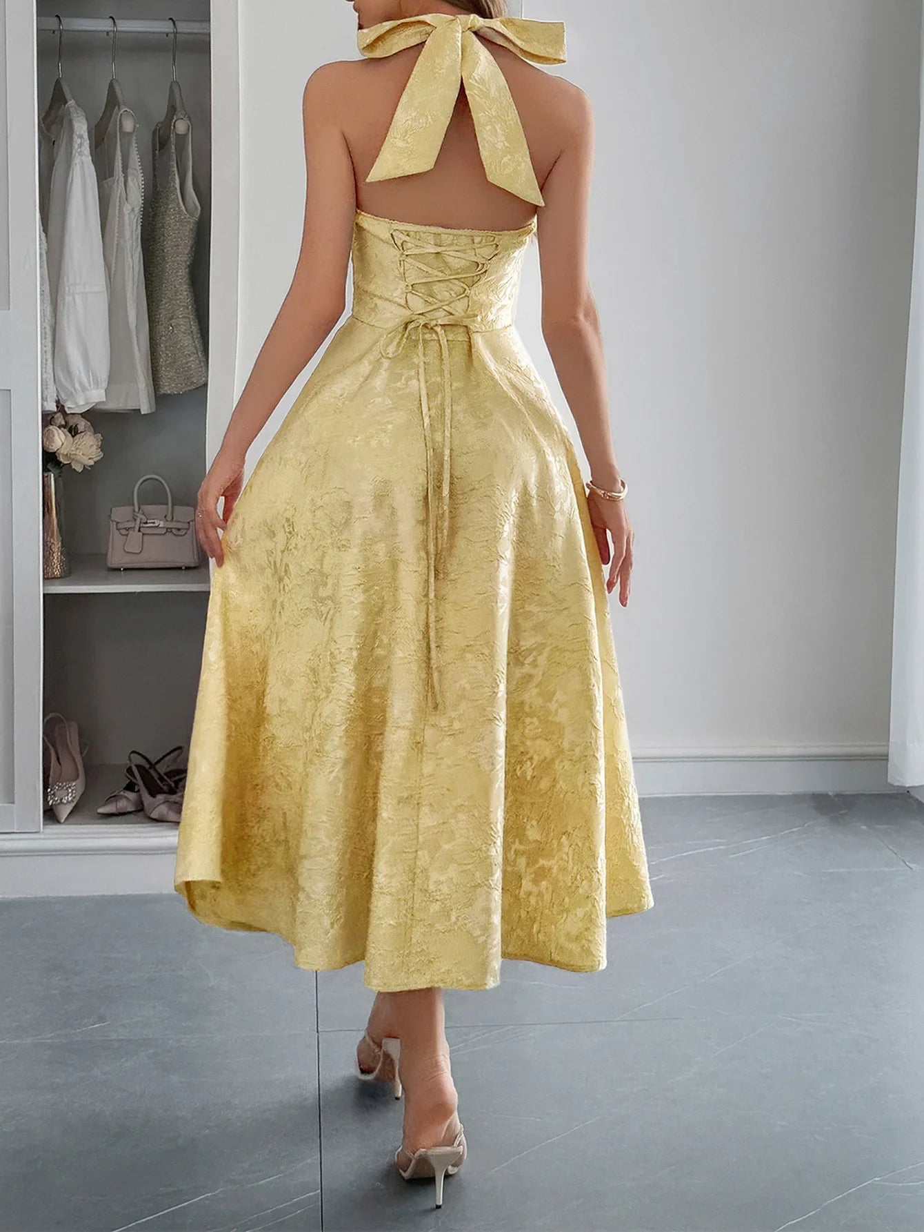White Jacquard Backless Bow Evening Party Dress Women Robes Backless Elegant Sexy Dress Bodycon Long Summer Dress Vestidos