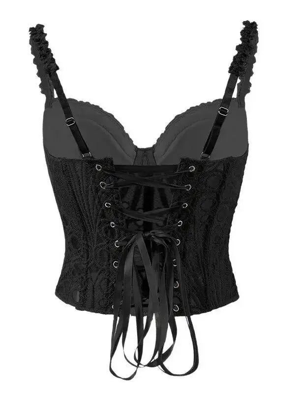 Sexy Lace Underwire Diamond Fishbone Crop Top Hot Girl Slim Fit Tank Top Women Top Deep V Suspenders Sleeveless Fashion J5O9