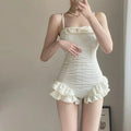 Cute and Conservative Swimsuit for Women, Covering The Belly and Slimming, Gathering Hot Spring Vacation, Fashionable Swimsuit