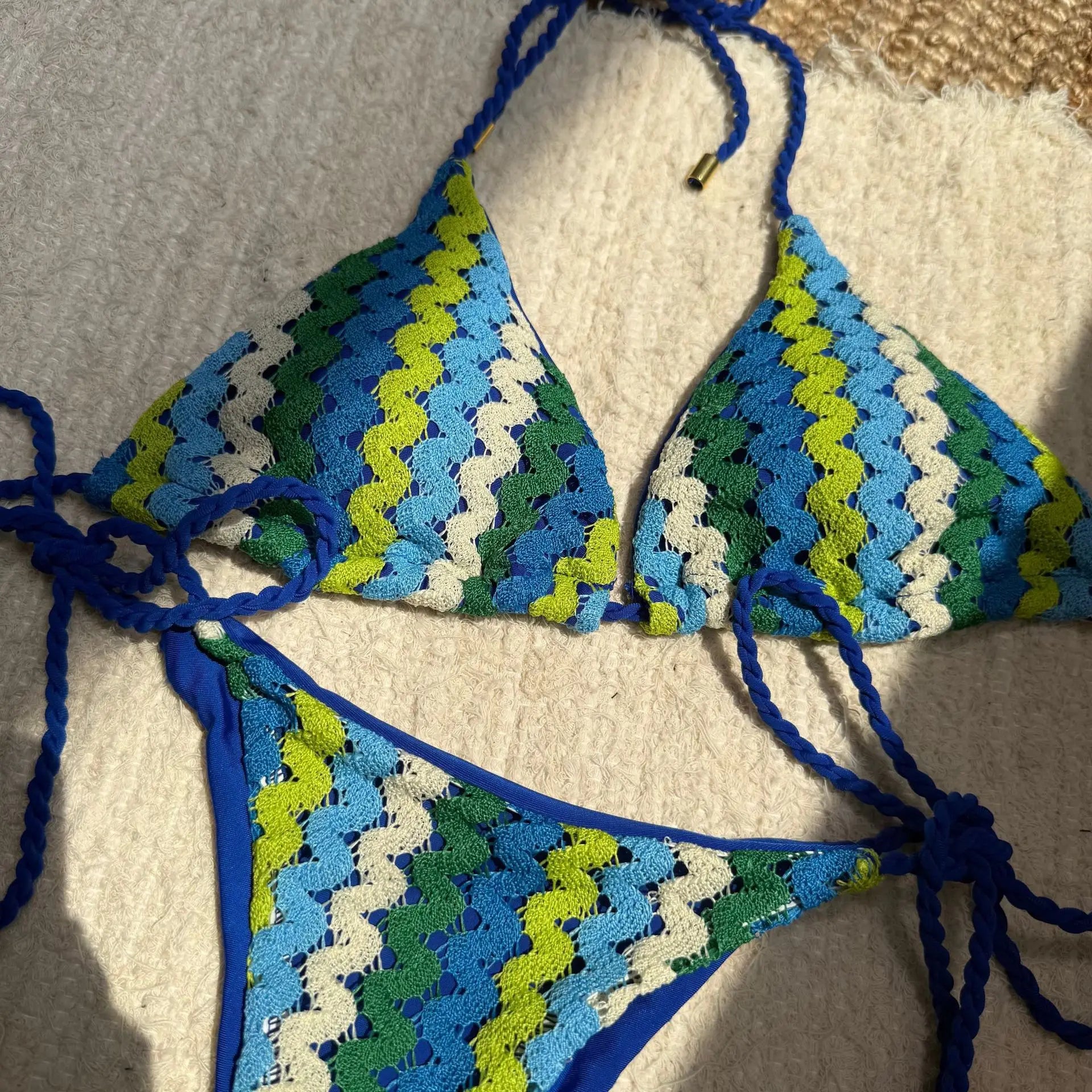 Contrast Mesh Halter Brazilian Bikini Women Swimwear Female Swimsuit Two-pieces Bikini set High Cut Bather Bathing Suit Swim