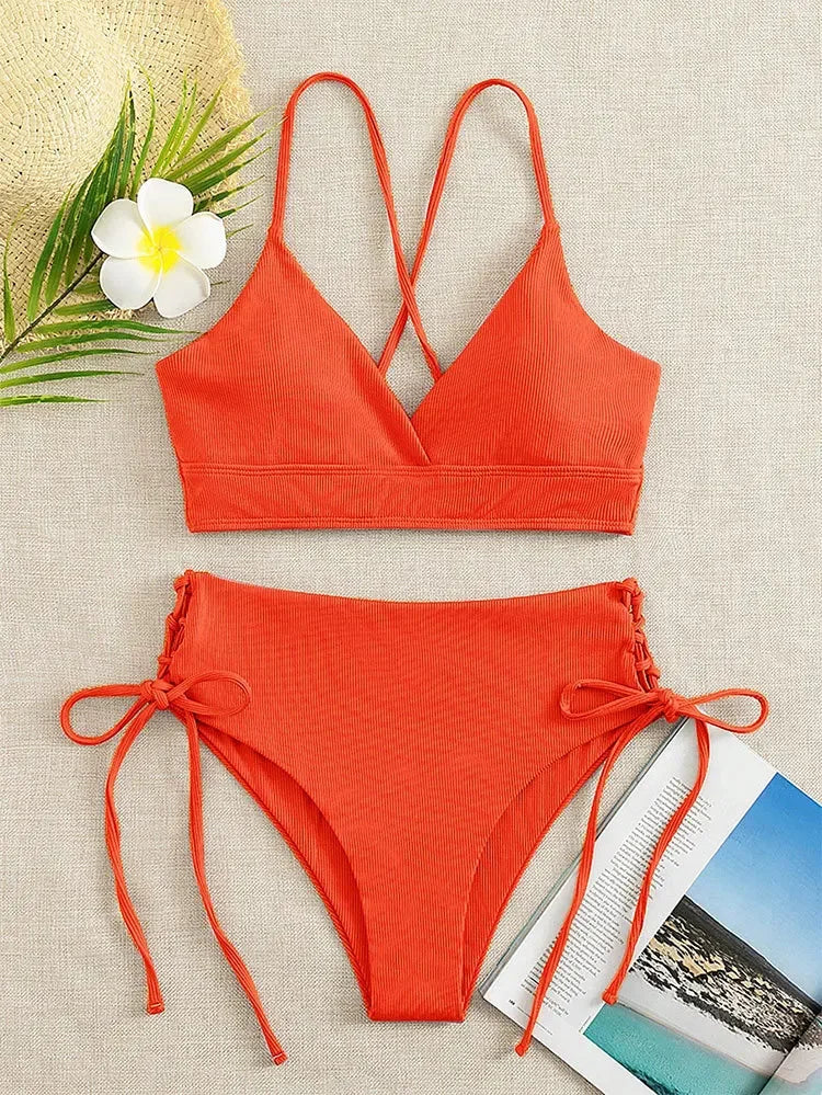 Sexy Bandage High Waist Brazilian Bikinis Sets Swimsuit Swimwear Swimming Suit for Women  New Bikini Mujer Biquinis
