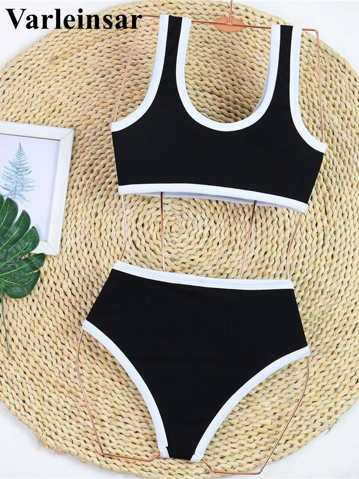 2026 New With Button Mid Waist Bikini Female Swimsuit Women Swimwear Two-Pieces Bikini Set Padded Bather Bathing Suit Swim V8315