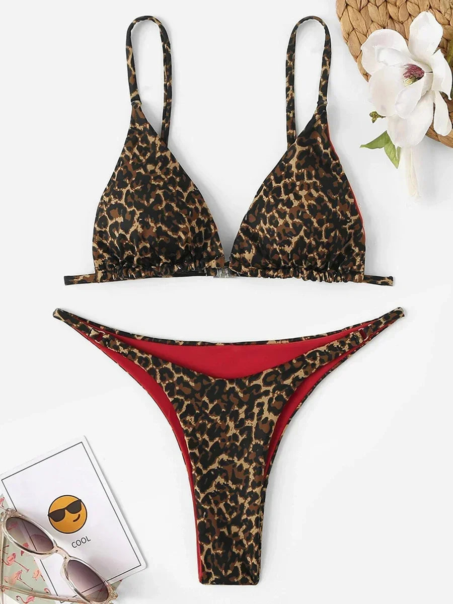 2025 Sexy Leopard Brazilian Bikini Women Swimsuit Female Thong Swimwear Two Pieces Bikini Set Mini Micro Bathing Suit Swim Lady