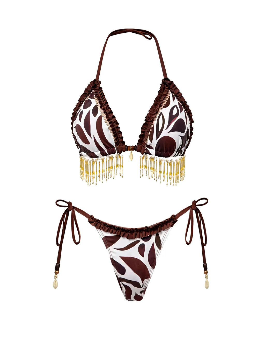 2026 Sexy Bikini Set Boho Tribal Print with Tassel Details Perfect for Pool Parties Summer Getaways Poolside Glamour