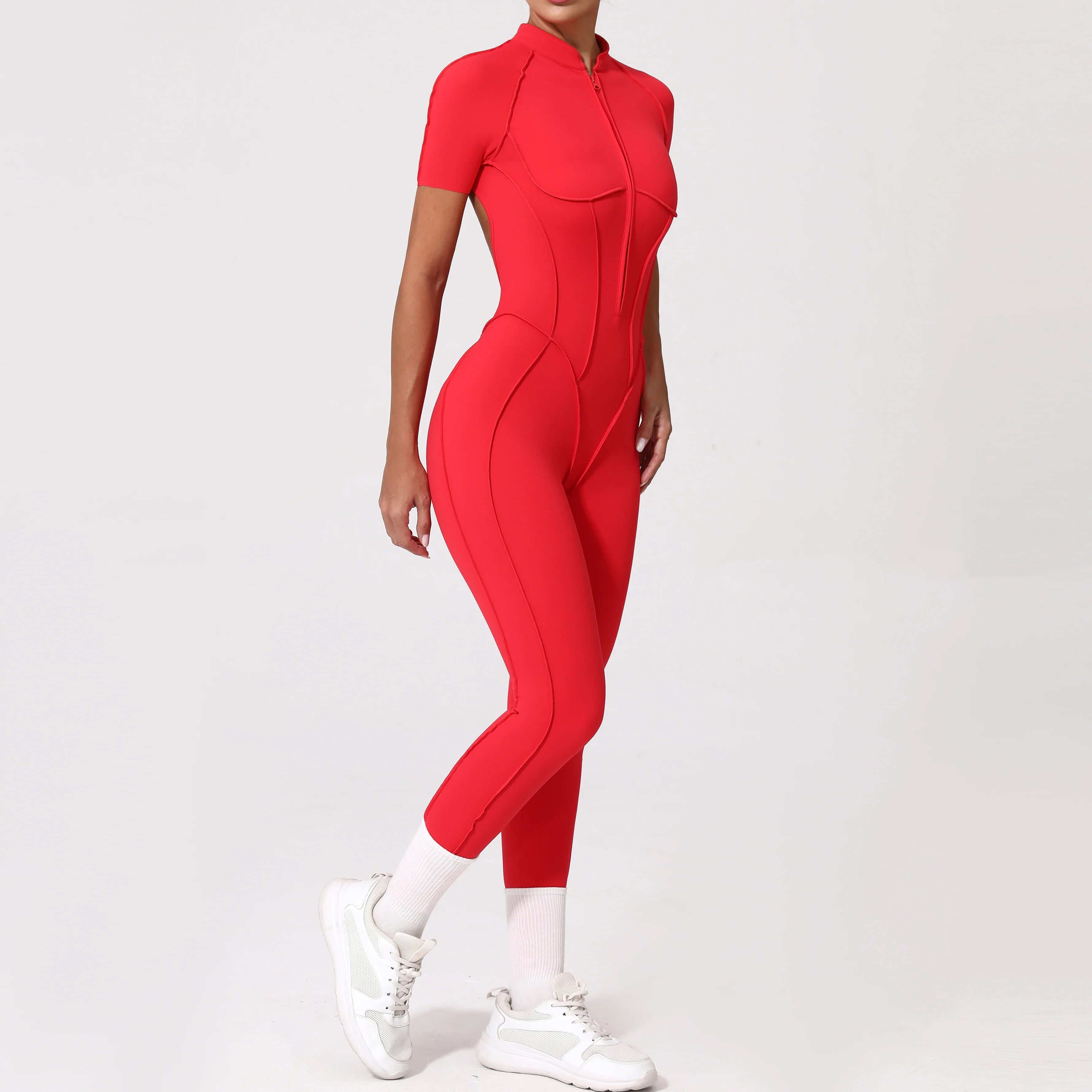 With Zipper Hollow Back Yoga Jumpsuit Sportswear Women Gym Clothes Running Fitness Yoga Backless Bodysuit