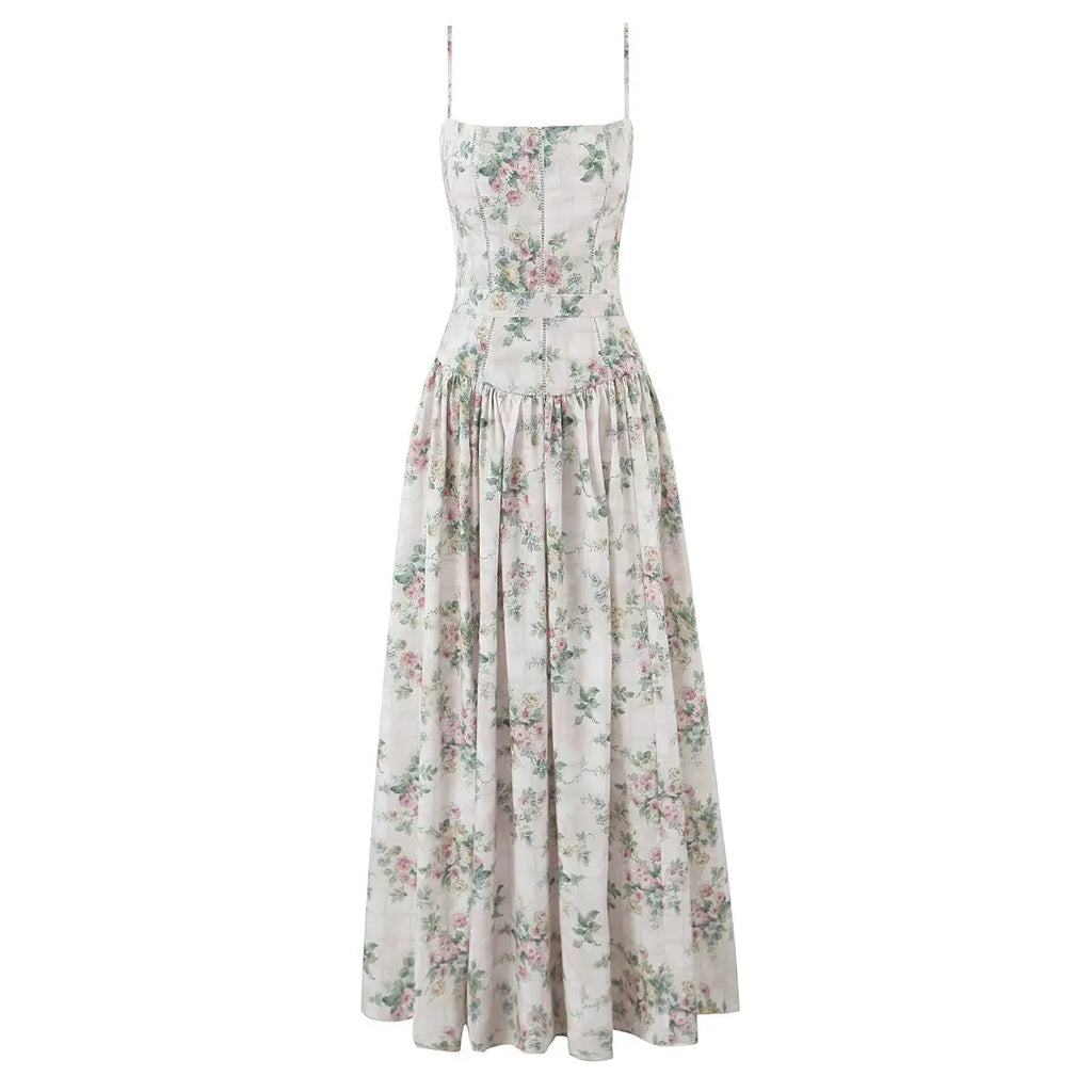Summer Spring Floral Printed Women's Dress Elegant Retro Boho Party Dresses Elegant Vinatge A-line Maxi Vestidos 2025 New In
