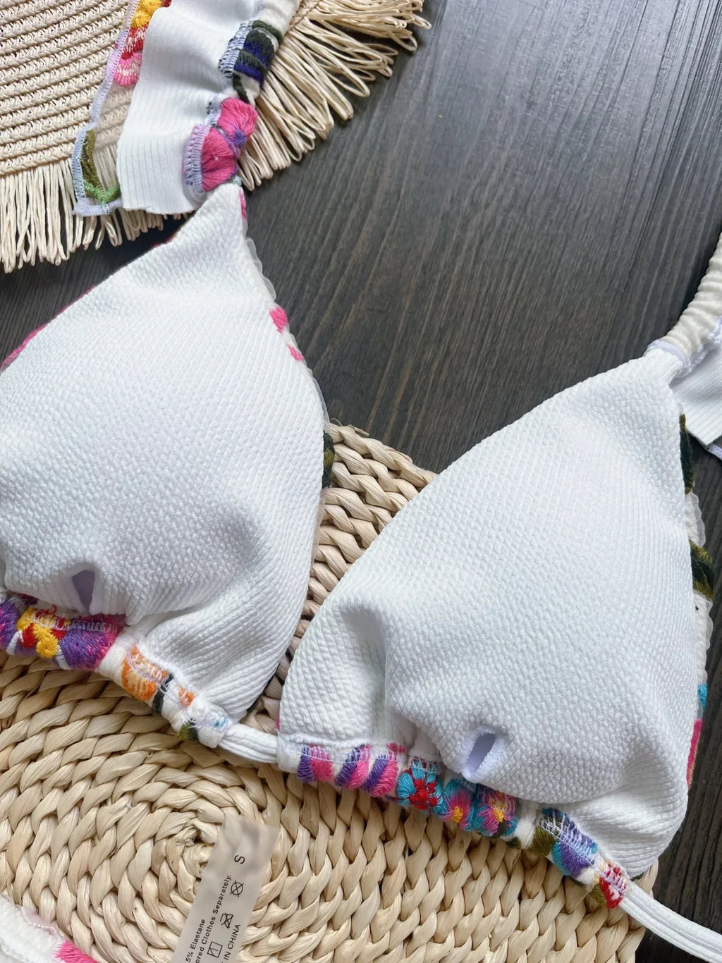 RUOTONSEPT 2024 New Sexy Handmade Embroidery Bikini Set Women's Swimsuit Triangle Swimwear Bathing Suit Brazilian Biquinis