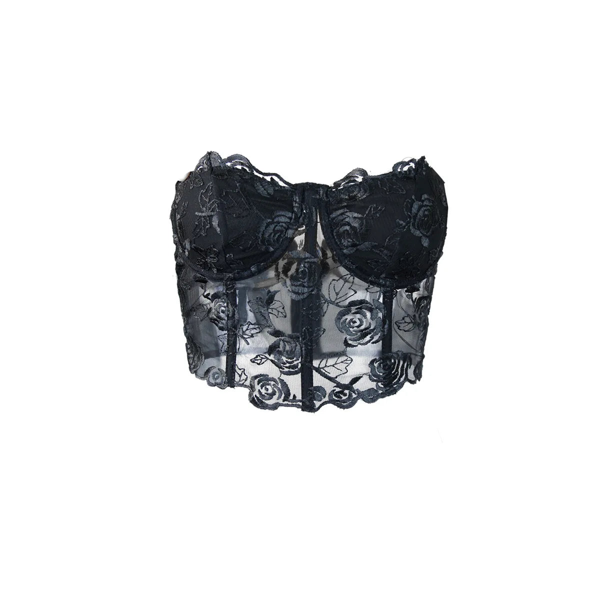 Phantasy Sexy Lace See through Crop Top Women Fashion Floral Embroidery Black Tank Top Night club Dress up 2026 Summer Outfit