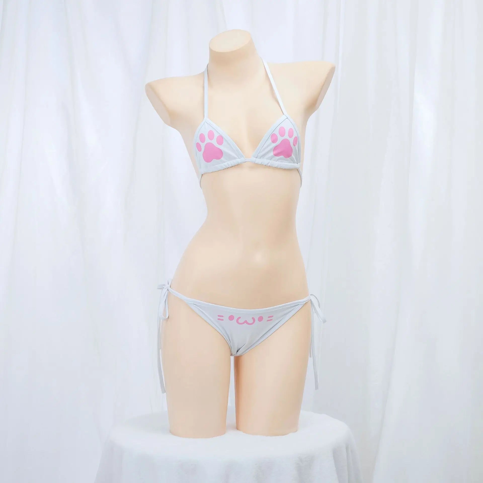 Japanese Anime Kawaii Cat Paw Micro Bikini Set for Women Girl Bandage Backless Mini Swimsuit Underwear Lingerie Bathing Suit