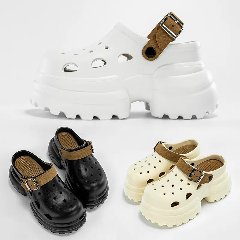 Women Fashion Clogs Indoor Street Slippers 10CM High Heels Sandals Thick Sole Beach Slides Female Leisure Platform Shoes