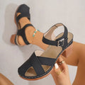 Summer  Thick High Heels Sandals Women Fashion Hook Loop Platform Sandles Woman Plus Size Cross